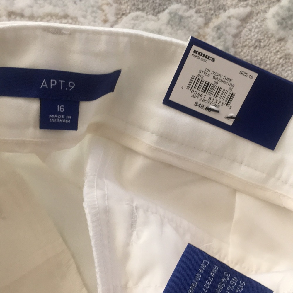 Apt.9 Torie Straight Leg Mid Rise Pants in Ivory Tusk Womens Sizes 16 - Picture 6 of 6